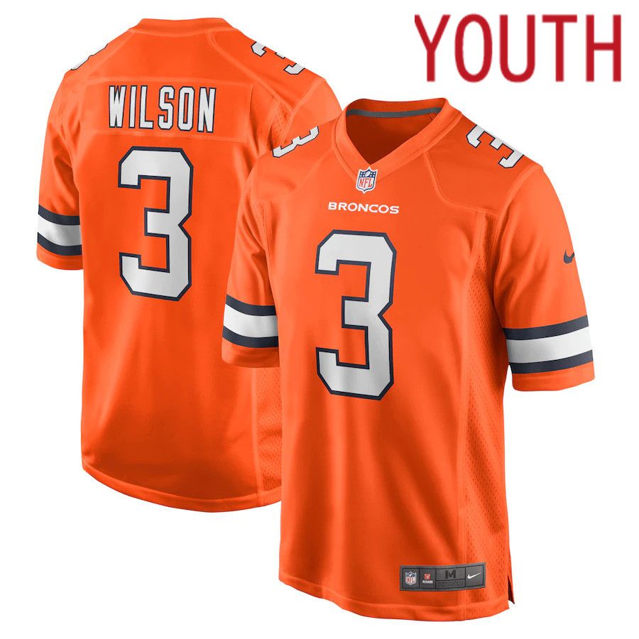 Youth Denver Broncos #3 Russell Wilson Nike Orange Alternate Game NFL Jersey->youth nfl jersey->Youth Jersey